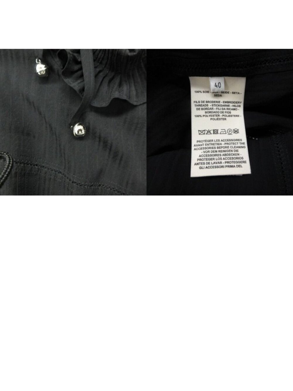 Hermes Long Dress Set Silk 100% Sheer Ensemble Cami Black 40 - Picture 10 of 10